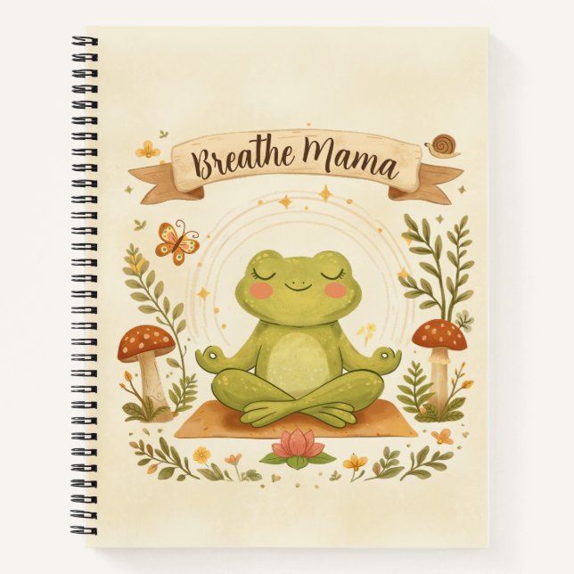 Breathe Mama Cute Frog Mindfulness's Notebook (Front)
