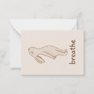 Breathe Minimalist Bunny Encouragement Note Card