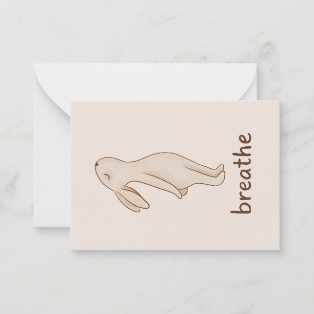 Breathe Minimalist Bunny Encouragement Note Card (Front)