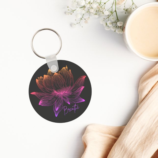 Breathe Modern Lotus Flower Yoga Meditation Keycha Key Ring (Creator Uploaded)