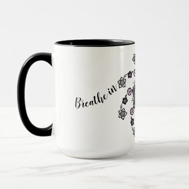Breathe Modern spiral flower mandala Mug (Left)