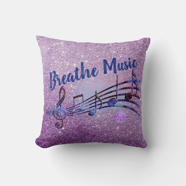 Breathe Music Purple Faux Glitter Cushion (Front)