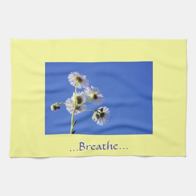 Breathe Quote Yellow/Blue Dish Towels (Horizontal)