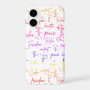 Breathe Relax Peace Rainbow Script White Pattern