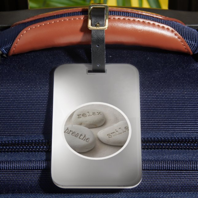 Breathe Relax Smile Luggage Tag (Front Insitu 2)
