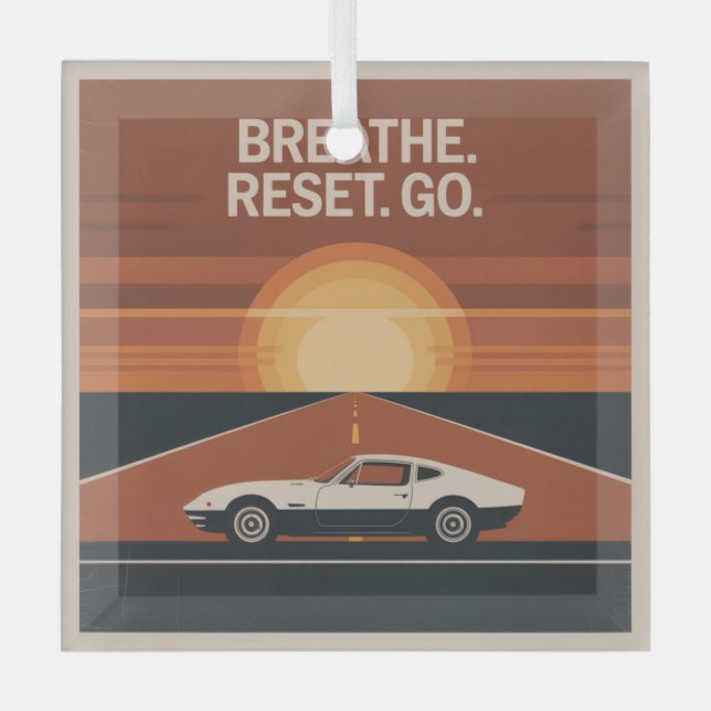 Breathe. Reset. Go Glass Tree Decoration (Front)