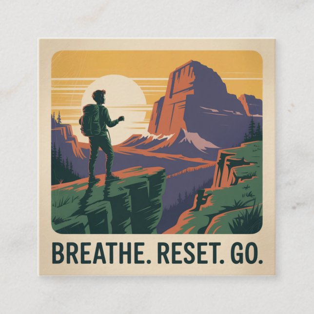 Breathe. Reset. Go. Square Business Card (Front)
