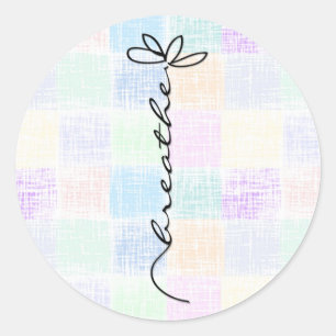 "Breathe" text daisy doodle Classic Round Sticker