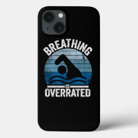 Breathing Is Overrated Funny Swimmer Gift Vintage