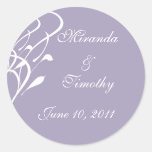 Breathless Dusty Lavendar Wedding Seals/Stickers Classic Round Sticker