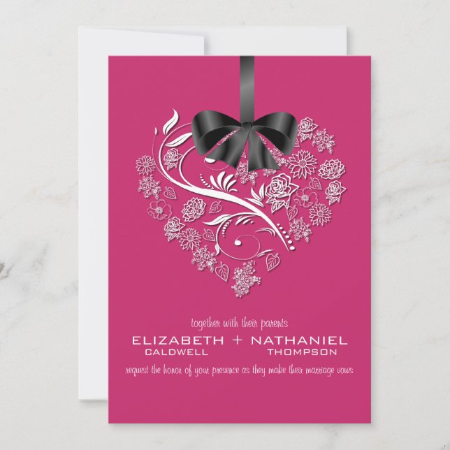 Breathless Wedding Invitation--passion pink Invitation (Front)