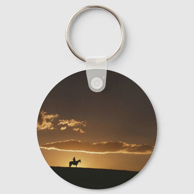 Breathtaking Cowboy Sunset Key Ring (Front)
