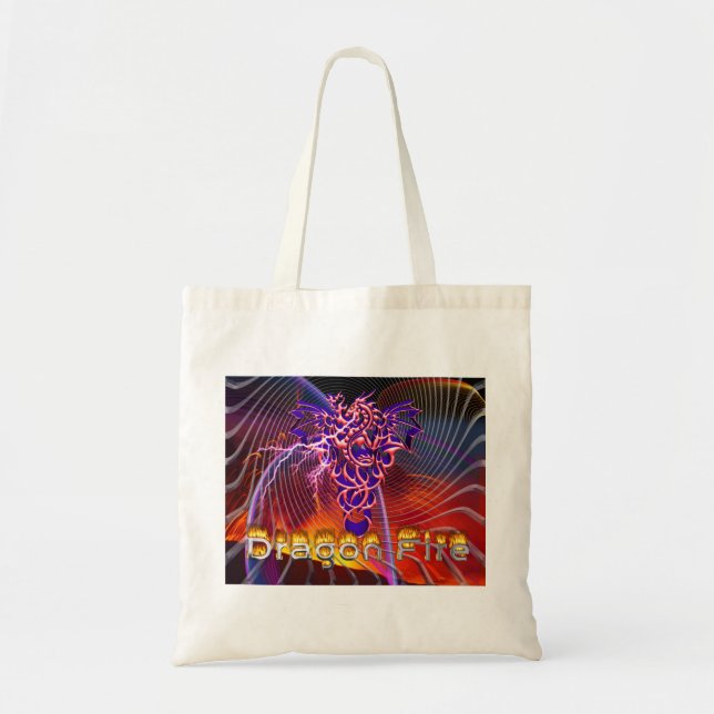 Breathtaking Dragon Fire Design Tote Bag (Front)