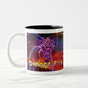Breathtaking Dragon Fire Design Two-Tone Coffee Mug