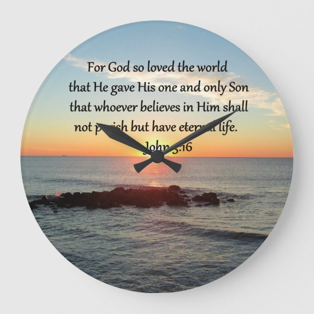 BREATHTAKING JOHN 3:16 SUNRISE LARGE CLOCK (Front)