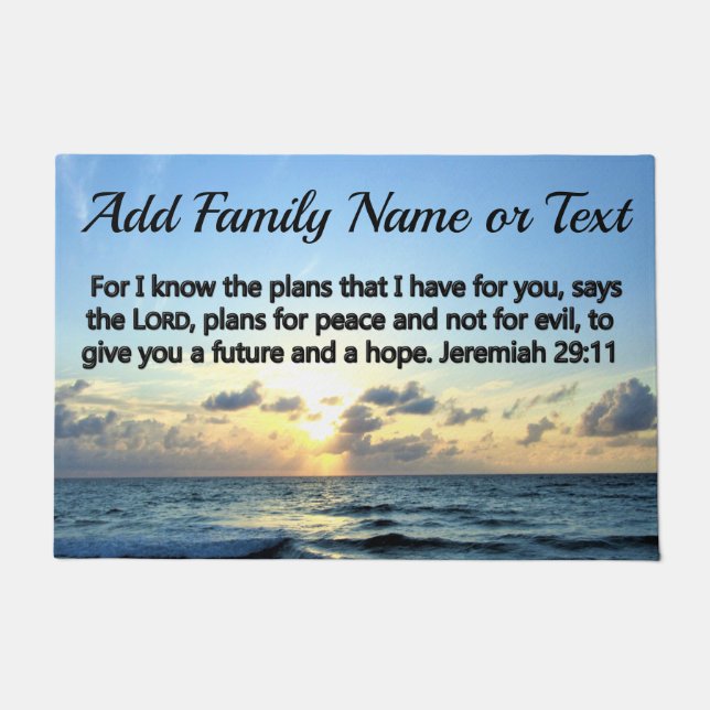 BREATHTAKING PERSONALIZED JEREMIAH 29:11 SUNRISE DOORMAT (Front)