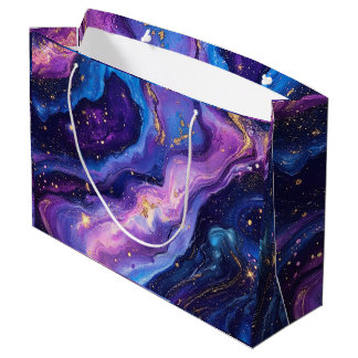 Breathtaking Purple Blue Magenta Gold Galaxy Large Gift Bag