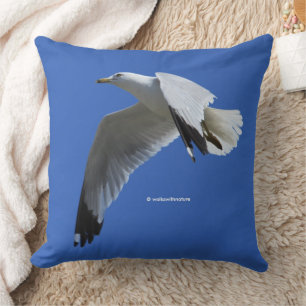 Breathtaking Ring-Billed Gull in Flight Cushion