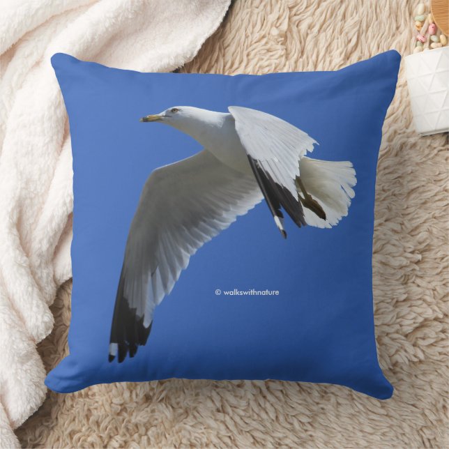 Breathtaking Ring-Billed Gull in Flight Cushion (Blanket)