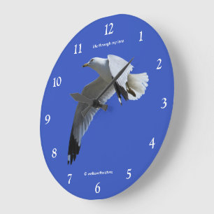 Breathtaking Ring-Billed Gull Shorebird in Flight Large Clock