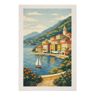 Breathtaking Riviera Seaside Retro Travel Poster