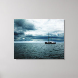 Breathtaking Ship Sailing on Stormy Seas Dramatic Canvas Print