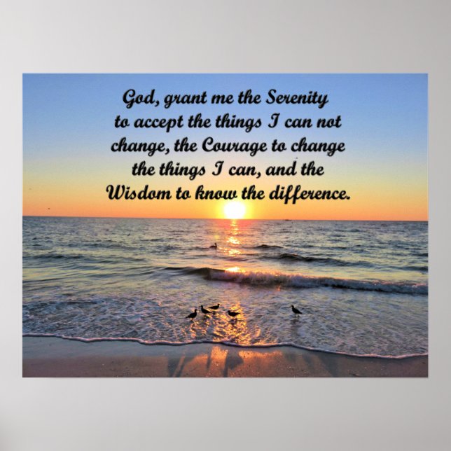 BREATHTAKING SUNRISE ON THE OCEAN SERENITY PRAYER POSTER (Front)