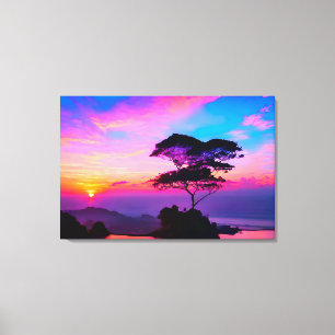 Breathtaking Sunset Landscape Wrapped Canvas