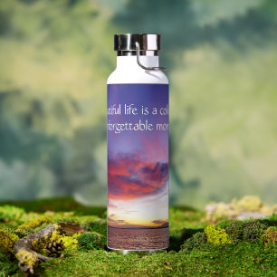 Breathtaking sunset over the sea custom water bottle
