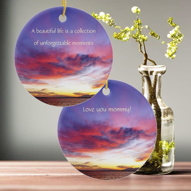 Breathtaking sunset over the sea, personalizable  ceramic tree decoration (Creator Uploaded)