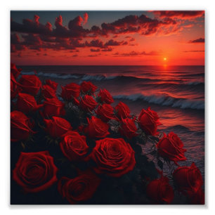 Breathtaking Sunset Red Roses - Stunning 4K Photo Print