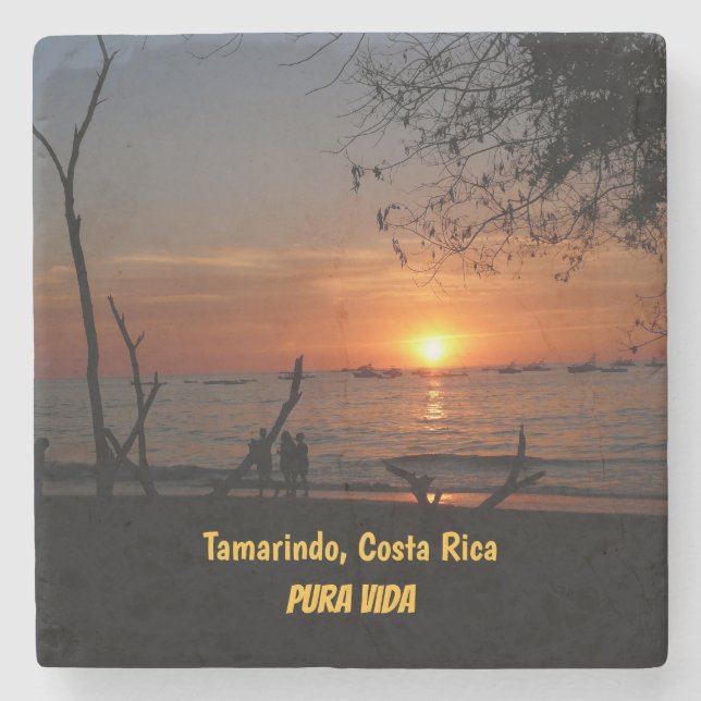 Breathtaking Tamarindo Sunset Stone Coaster (Front)