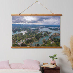 Breathtaking View of Guatape Antioquia Cloudy Sky Hanging Tapestry