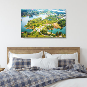 Breathtaking View of Guatape Antioquia Sunny Skies Canvas Print