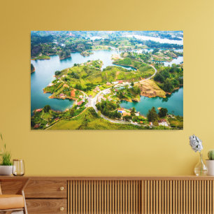 Breathtaking View of Guatape Antioquia Sunny Skies Canvas Print