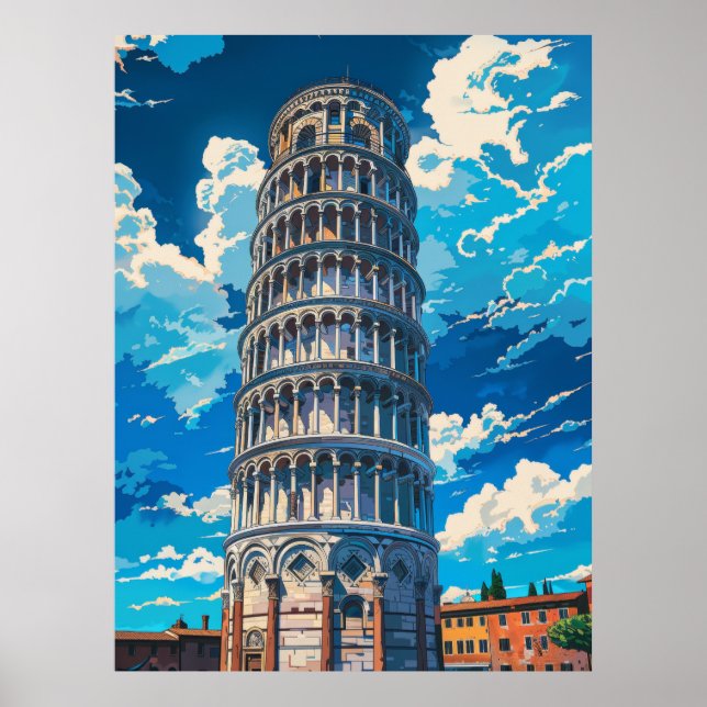Breathtaking View of the Leaning Tower of Pisa, It Poster (Front)