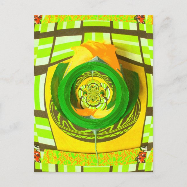 Breathtaking Yellow Rose Kaleidoscope Art Design Postcard (Front)