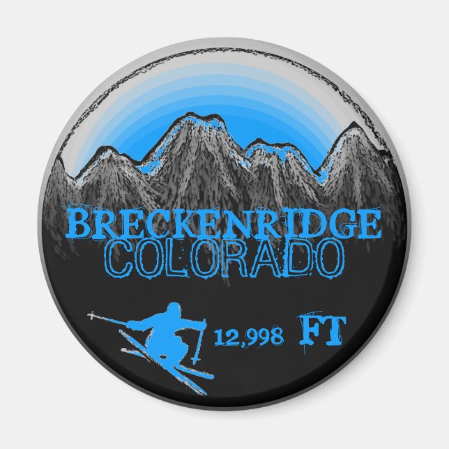 Breckenridge Colorado blue ski magnet (Front)