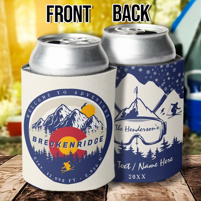 Breckenridge Colorado Flag Mountain Ski Souvenir Can Cooler (Creator Uploaded)