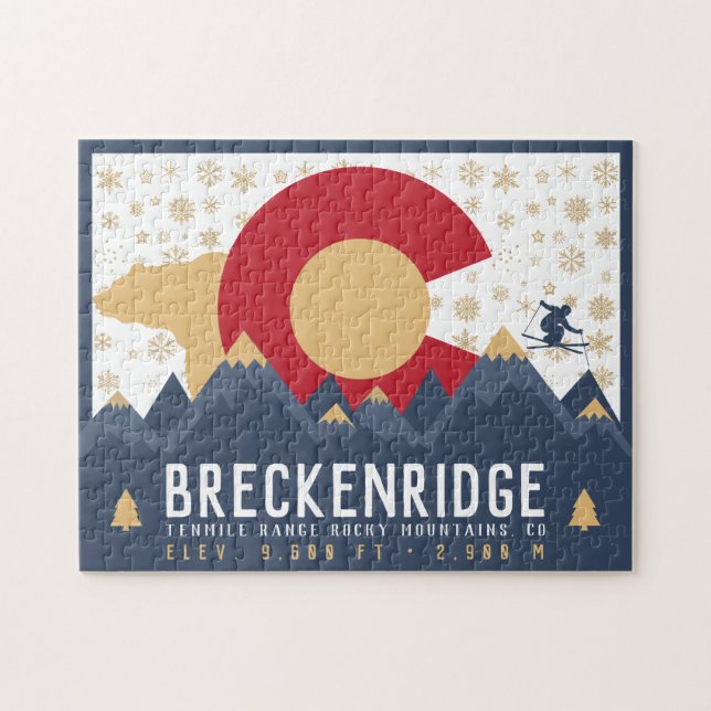 Breckenridge Colorado Flag Mountain Ski Souvenir Jigsaw Puzzle (Horizontal)