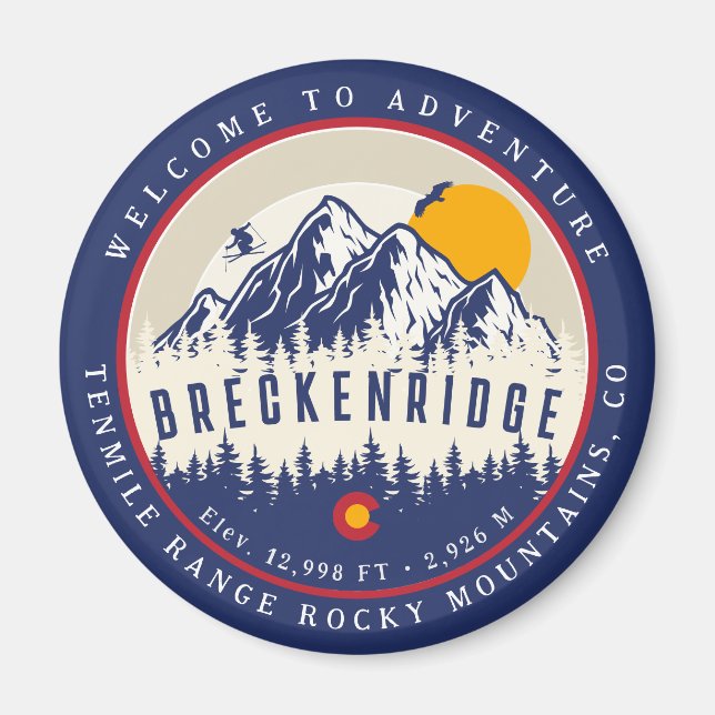 Breckenridge Colorado Flag Mountain Ski Souvenir Magnet (Front)
