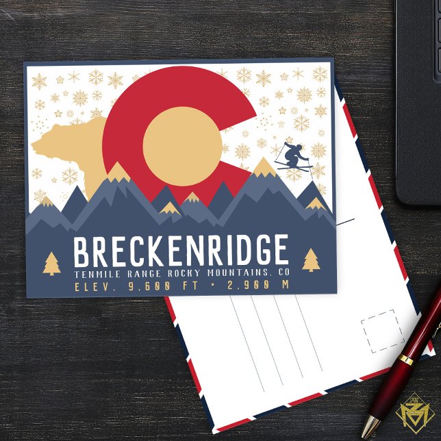 Breckenridge Colorado Flag Mountain Ski Souvenir Postcard (Creator Uploaded)