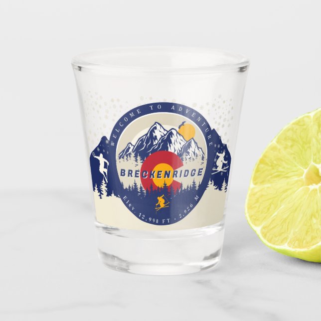 Breckenridge Colorado Flag Mountain Ski Souvenir Shot Glass (Front)