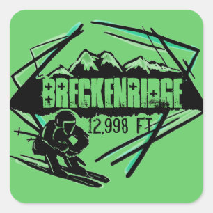 Breckenridge Colorado green elevation ski stickers
