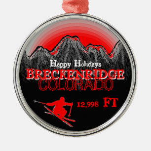 Breckenridge Colorado happy holidays red ornament