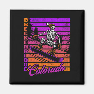 Breckenridge Colorado Retro Snowboarding Skeleton Magnet