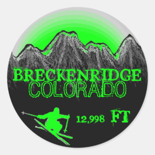 Breckenridge Colorado ski green stickers