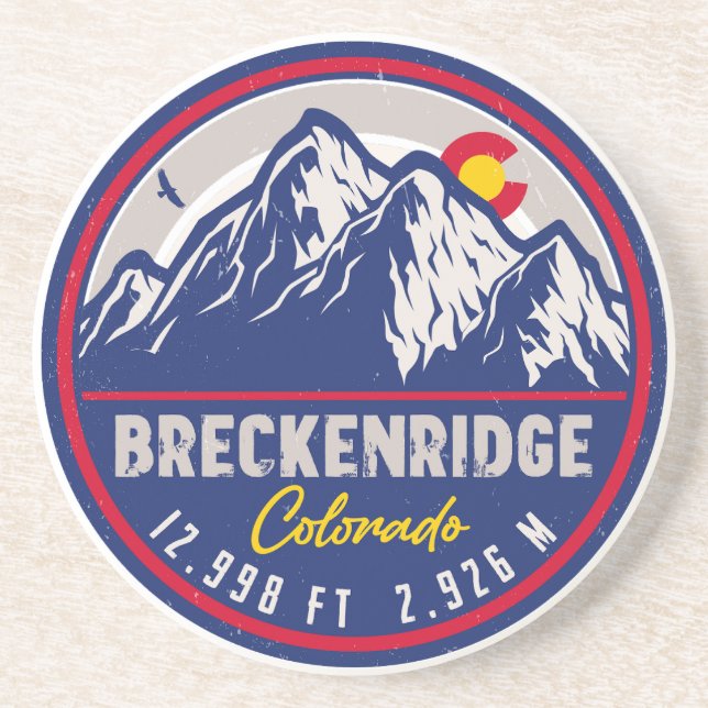 Breckenridge Colorado Ski Hiking Mountain Souvenir Coaster (Front)