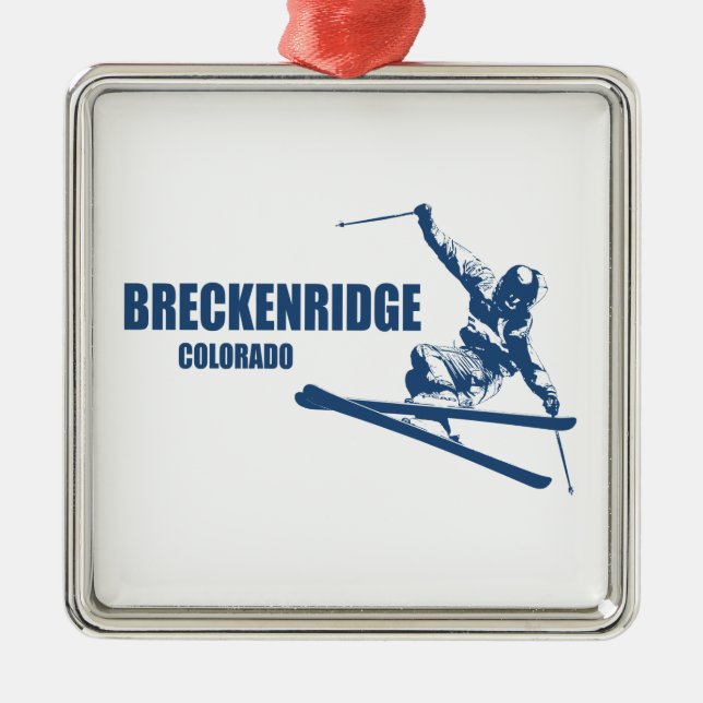 Breckenridge Colorado Skier Metal Tree Decoration (Front)