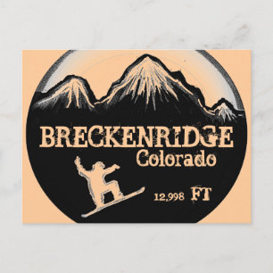 Breckenridge Colorado snowboard art postcard